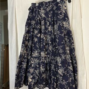 Willow Blue and White Maxi A-Line Skirt vintage